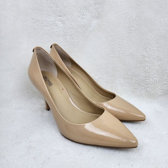 Michael Kors Flex Patent Leather Pointed Toe Mid Stiletto Light Blush Pumps 9 - Picture 1 of 10